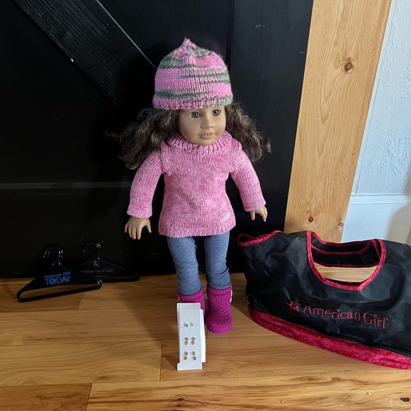 American Curl Doll with Brown Curly Hair Brown Eyes and Accessories